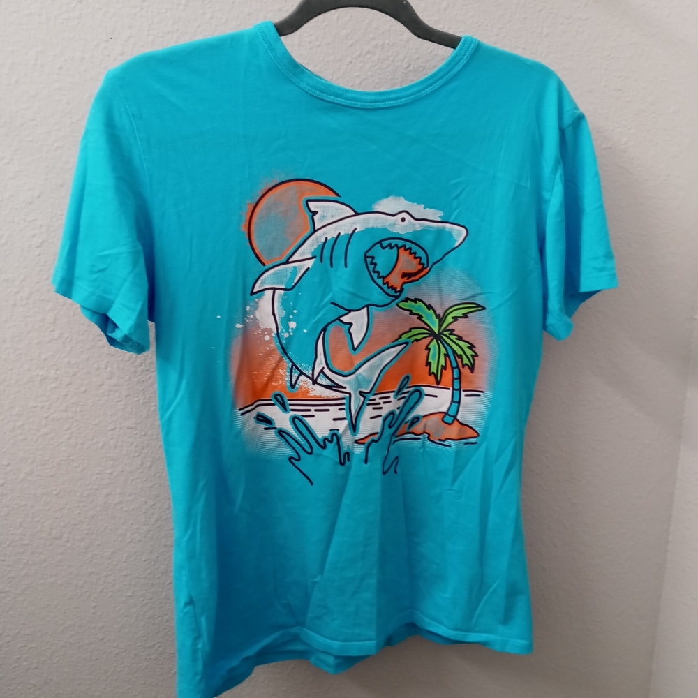 Blue Graphic Shark T-Shirt XXL
